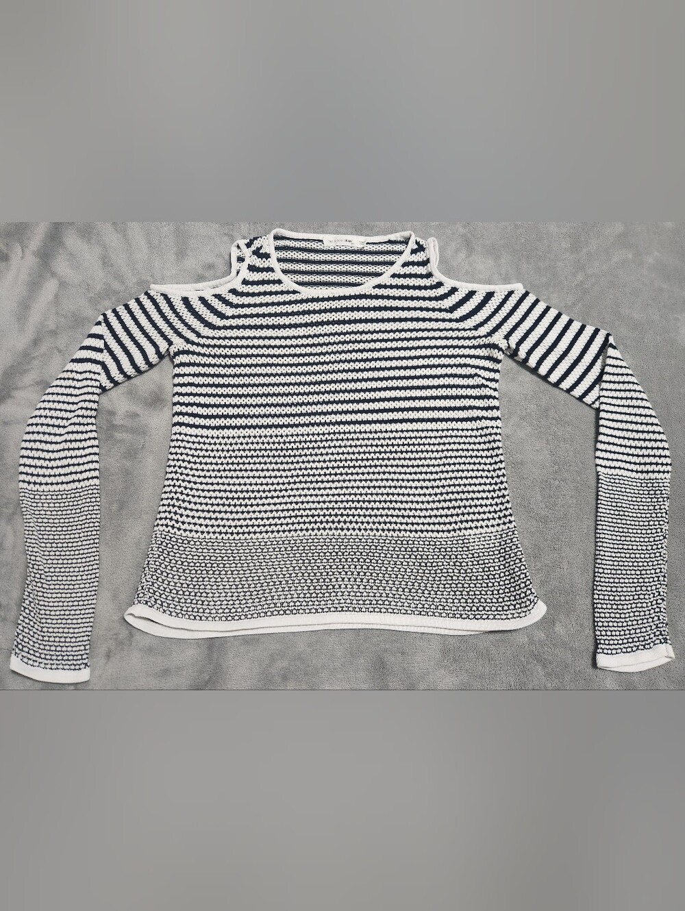Rag & Bone Navy White Striped Cold Shoulder Sweater